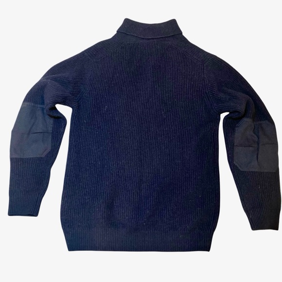 Schott NYC 100% Wool Navy Sweater Quarter Button size Large - Picture 2 of 12